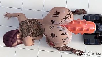 Play Extreme monster dildo anal fuck machine asshole stretching - 3d animation.