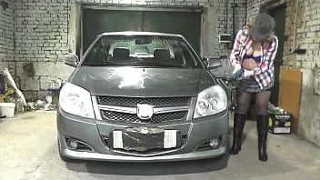 play Without panties upskirt sexy milf frina polishes car in garage. butt. ass. pussy. shaved pussy. big natural tits milf. public. no panties in public. naked in public. no panties. sexy stockings and boots