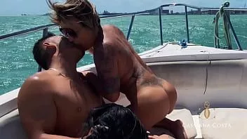 Play Milf wife cassiana costa, sucks her friend on the boat with her husband and then ends up in bed giving a cowgirl with a raccoon tail plug.