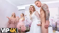 play Gangbang kwartet ontspoort bruiloft: bruid, bruidsmeisjes en leraar betrapt