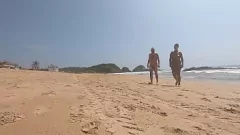 Play Candid Nudist Couple Living It Up on Public Beach: Outdoor Nudity Fun with Beky and UnknownCarril